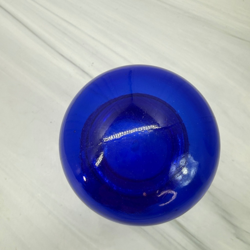 Vintage Cobalt Blue Glass Apothecary Jar with Bubble Lid Made in Belgium 5.5 in - Picture 2 of 6